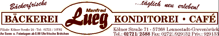 Bckerei Konditorei Caf Manfred Lueg - Klner Strae 71 - 57368 Lennestadt Grevenbrck 